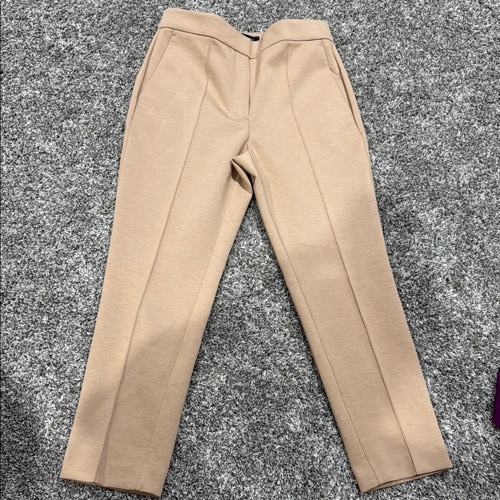 Ann Taylor Tan Tailored Trousers with Straight-Leg Silhouette